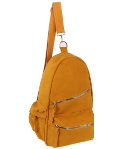 Faux Suede Sling Bag Backpack CQF007 MUSTARD